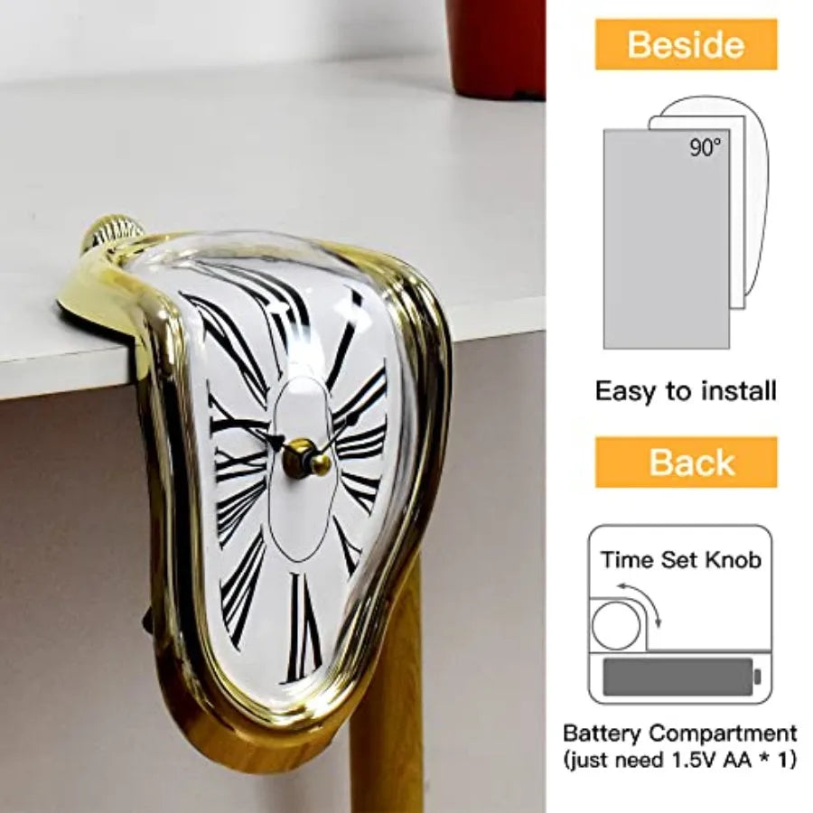 Melting Clock Dali Melted Clock Gt Decor Art Inspired Wall Clock Twisted Shelf Hanging Surrealist
