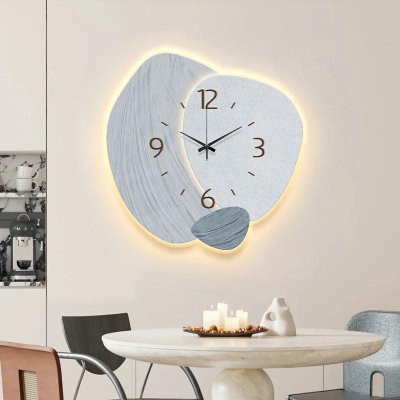 LED Light Wall Clock Luminous Clock Living Room Decorative Irregularly Wall Clock Stylish Silent Hole-Free Wall Quartz Clock